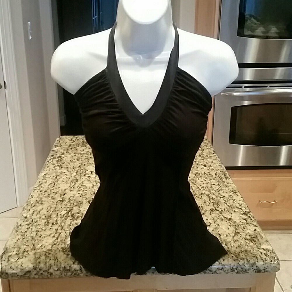 Black tie neck backless tank